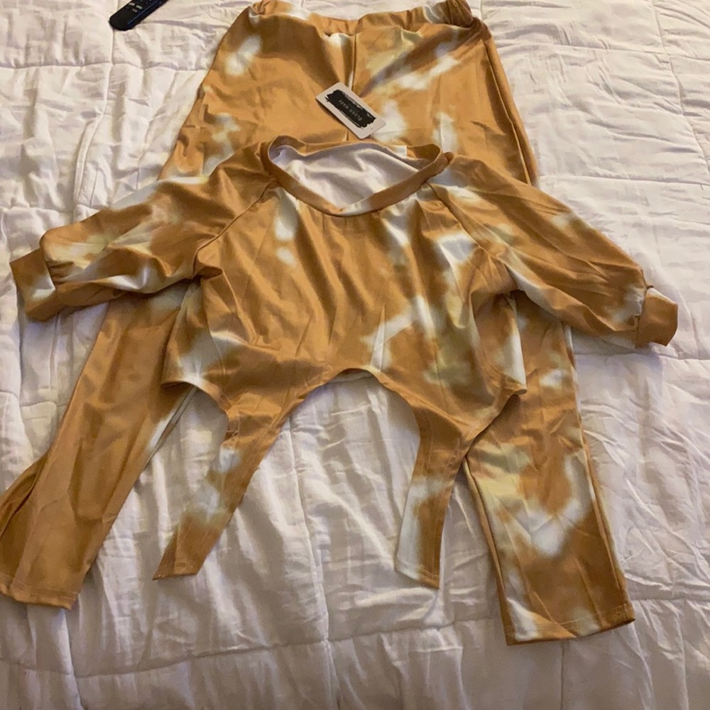 2 piece yellow tie dye set